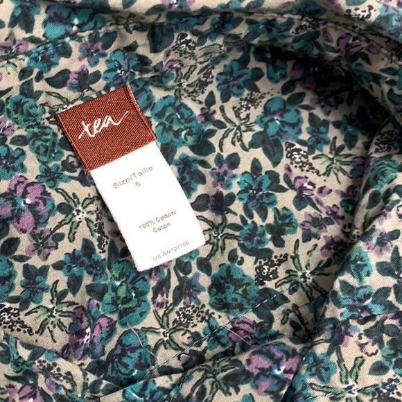 Teal and Purple Floral Pattern Tea Long Sleeve Shirt - Picture 3 of 5